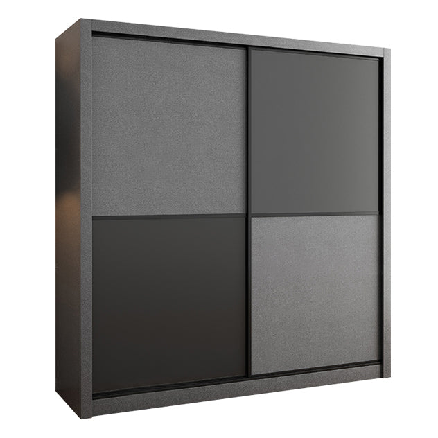 Grey Engineered Wood Wardrobe Armoire Modern Wardrobe Cabinet