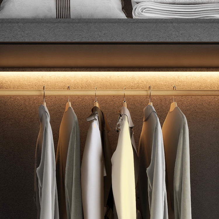 Grey Engineered Wood Wardrobe Armoire Modern Wardrobe Cabinet