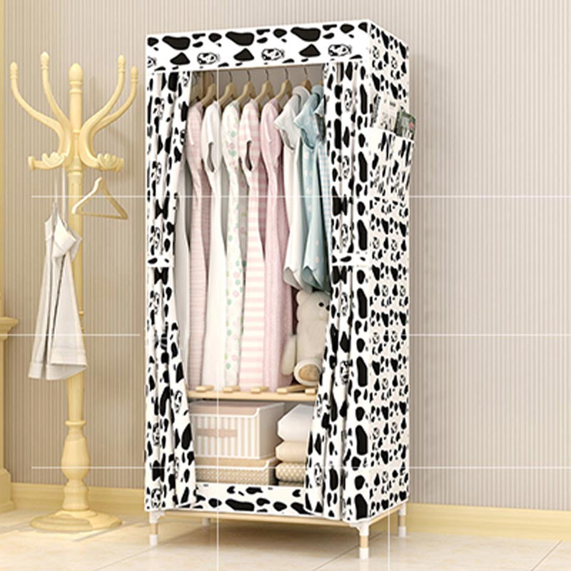 Modern Style Wardrobe with Cloth Rod Solid Wood Bedroom Wardrobe Closet