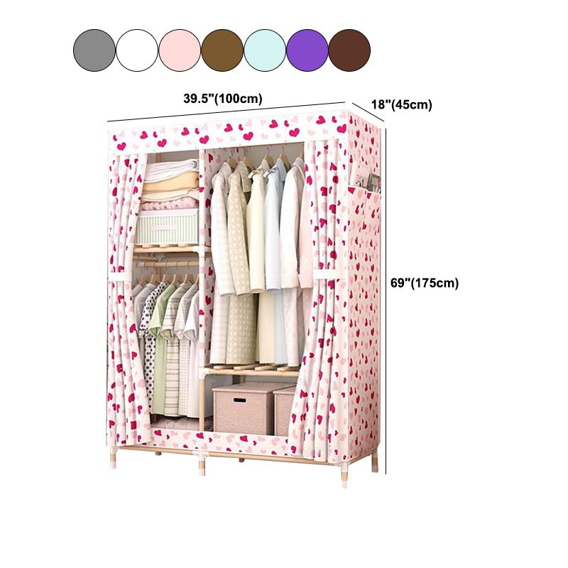 Modern Style Wardrobe with Cloth Rod Solid Wood Bedroom Wardrobe Closet