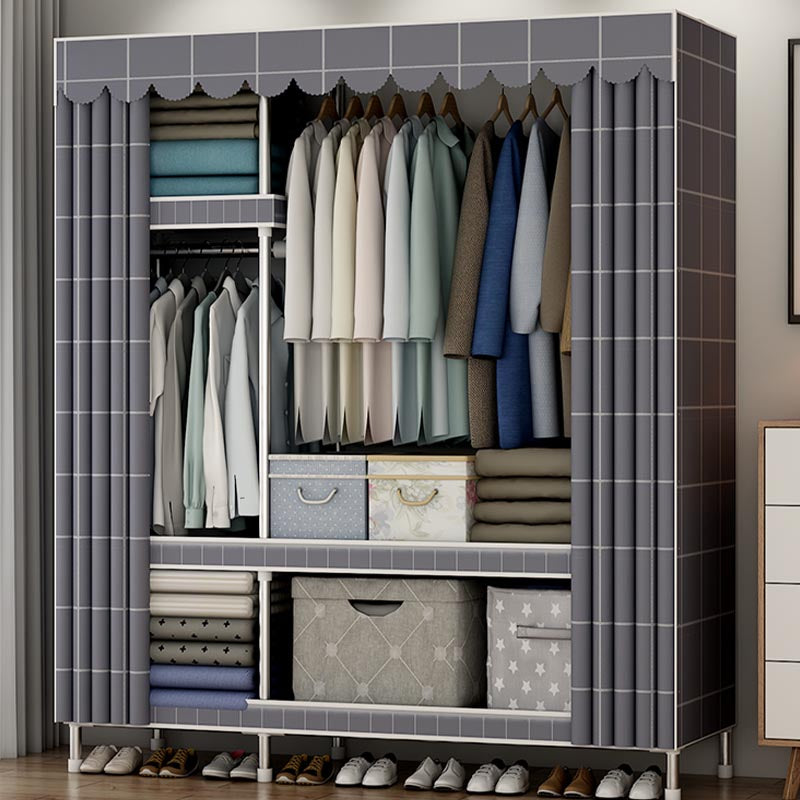 Modern Style Wardrobe Metal Bedroom Wardrobe Closet with Shelves