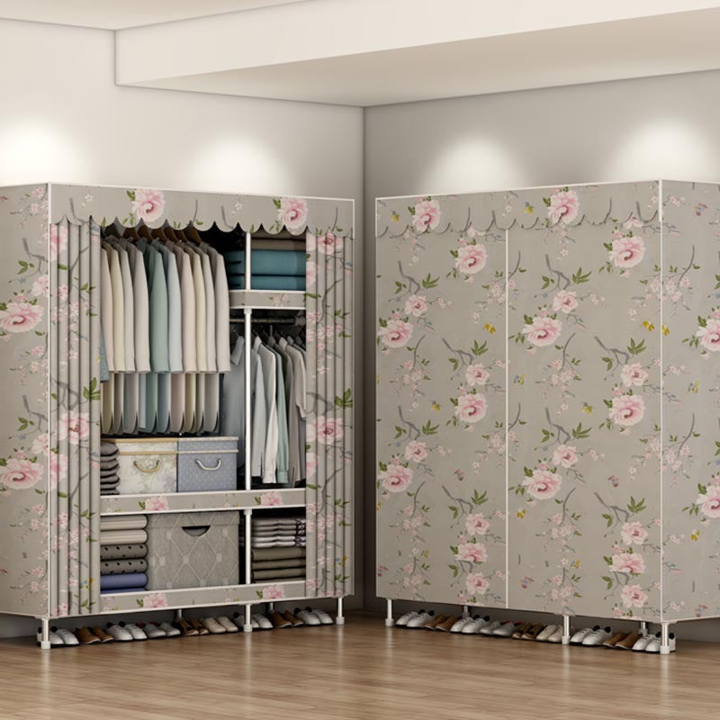 Modern Style Wardrobe Metal Bedroom Wardrobe Closet with Shelves