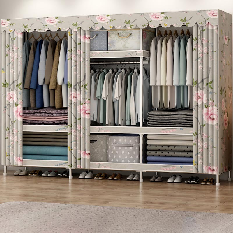 Modern Style Wardrobe Metal Bedroom Wardrobe Closet with Shelves