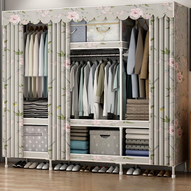 Modern Style Wardrobe Metal Bedroom Wardrobe Closet with Shelves