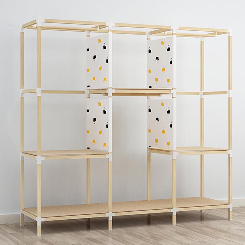 Contemporary Style Wardrobe Solid Wood 1-Door Wardrobe Closet for Home