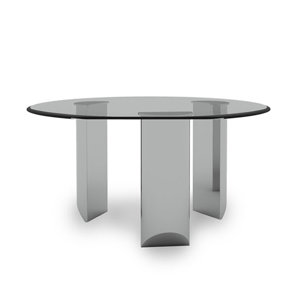Contemporary Dining Table Round Tempered Glass Top Dinner Table for Home Kitchen Dinner