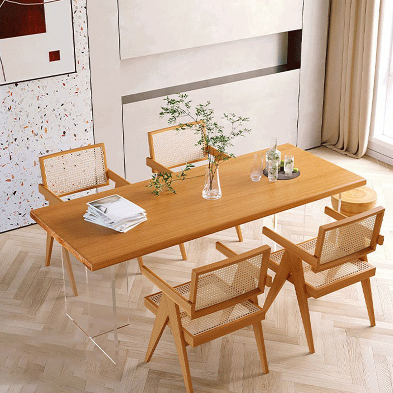 Modern Solid Wood Table for Restaurant Rectangle Table with Acrylic Base