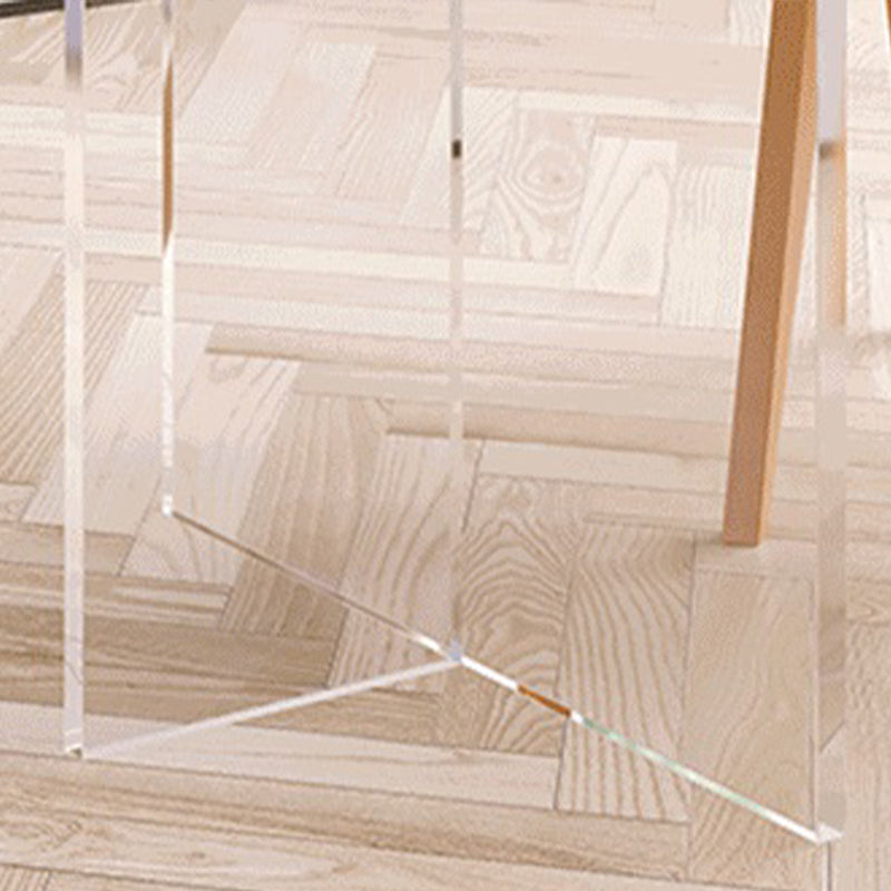 Modern Solid Wood Table for Restaurant Rectangle Table with Acrylic Base