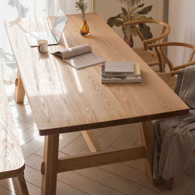 Natural Solid Wood Dining Table Modern Dining Table with Trestle Base