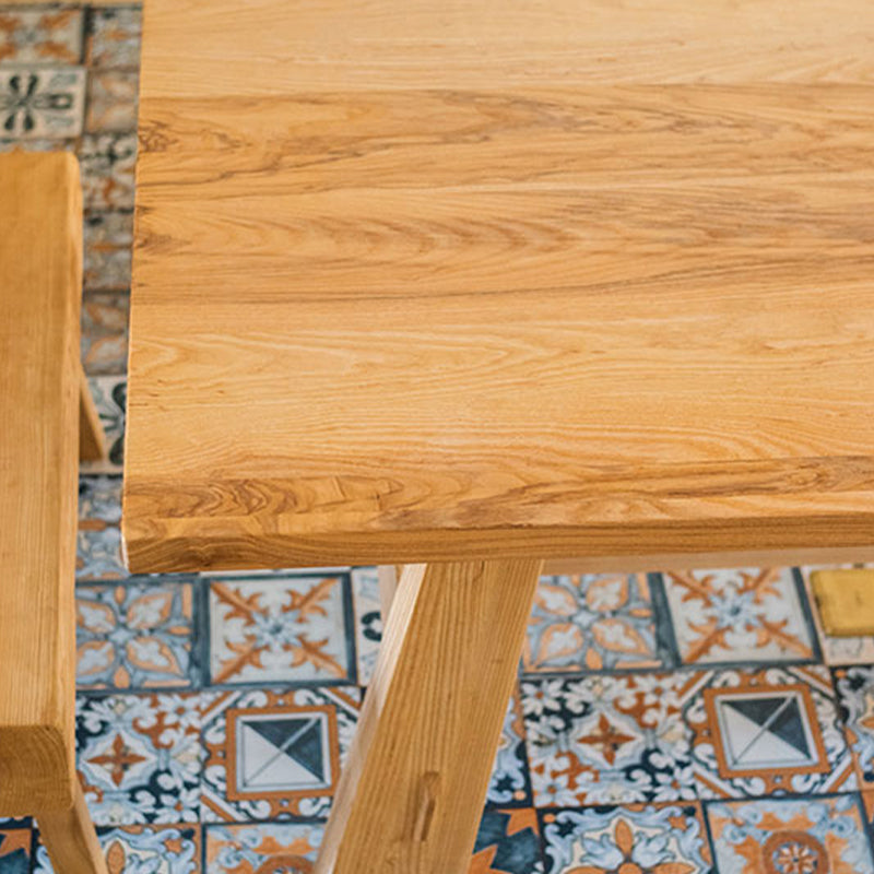 Natural Solid Wood Dining Table Modern Dining Table with Trestle Base