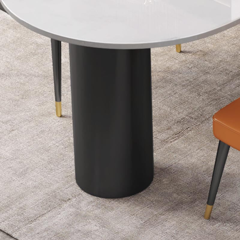 Modern Stone White Dining Table Oval Iron Table with 3 Legs Table