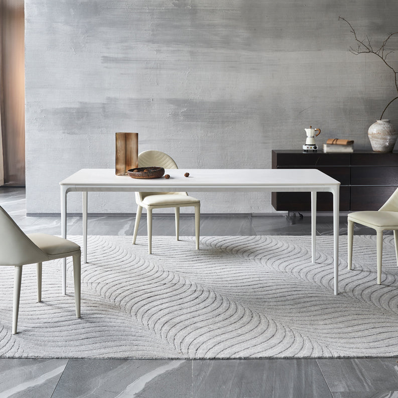 Modern Style White Dining Table Sintered Stone Rectangle Table for Home