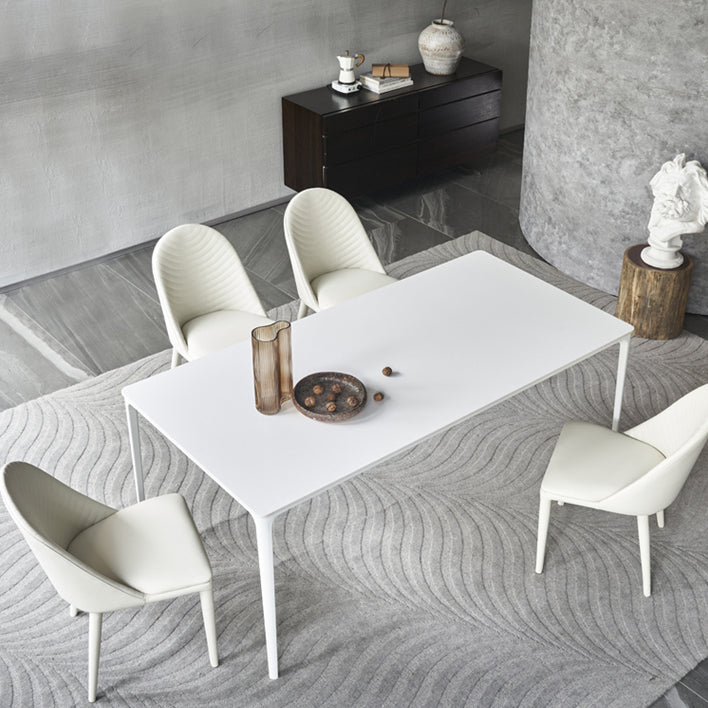 Modern Style White Dining Table Sintered Stone Rectangle Table for Home