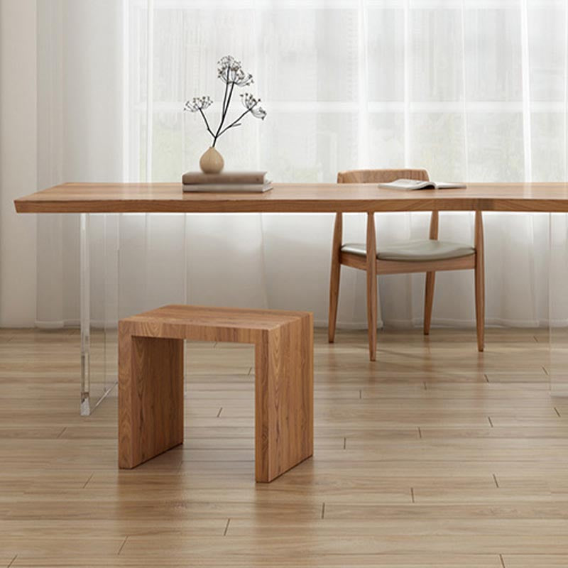Contemporary Solid Wood Table for Restaurant Rectangle Table with Acrylic Base