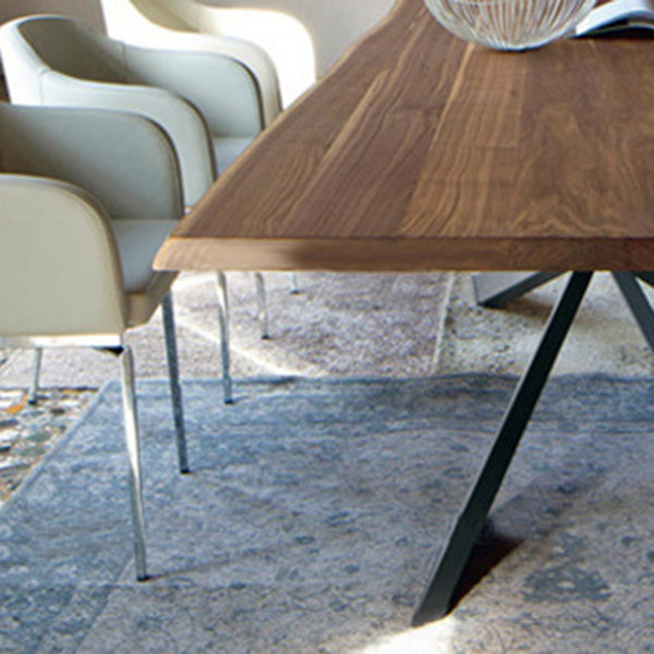 Rectangle Dining Table Brown Pine Wood Modern Pedestal Dining Table