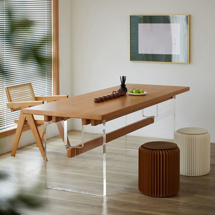 Rectangle Dining Table Brown Wood Modern Dining Table for Home