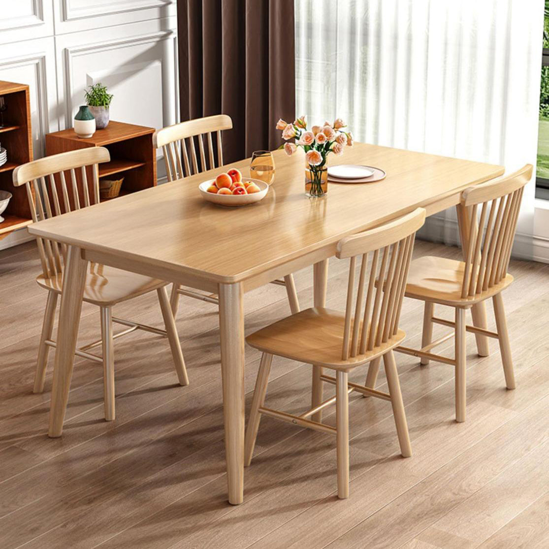 Rectangle Modern Wood Table Standard Height Table Dining Table with 4 Legs