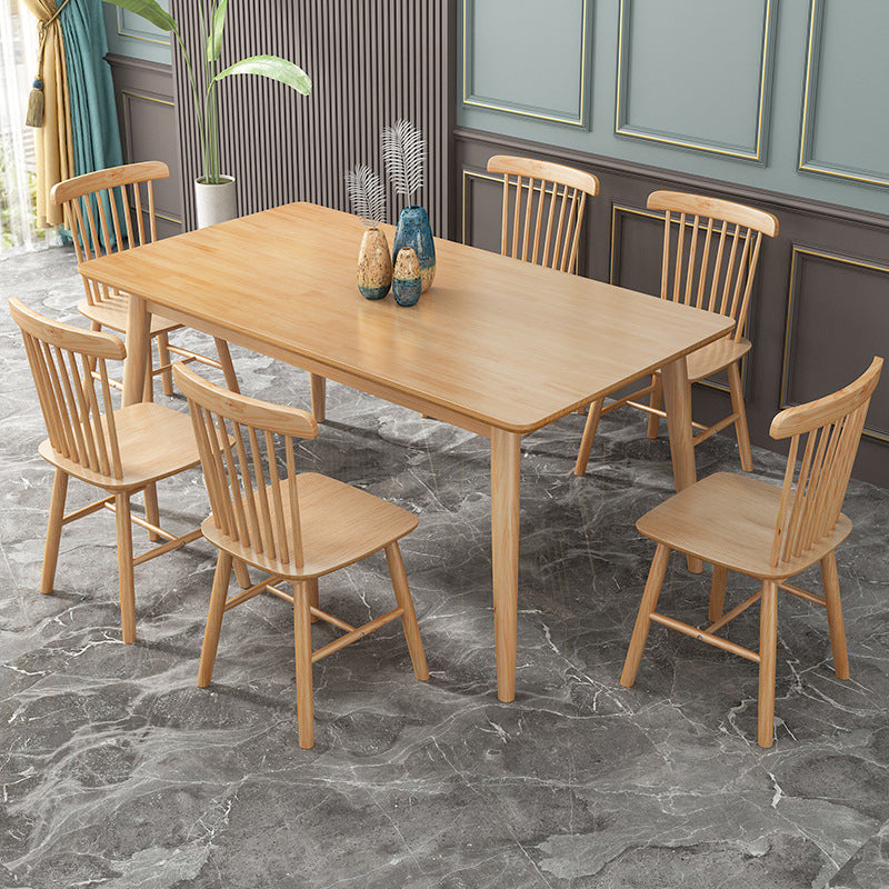 Rectangle Modern Wood Table Standard Height Table Dining Table with 4 Legs