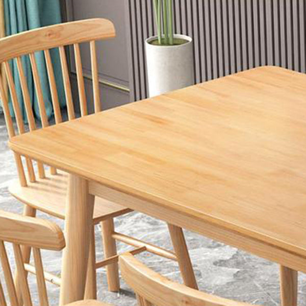 Rectangle Modern Wood Table Standard Height Table Dining Table with 4 Legs
