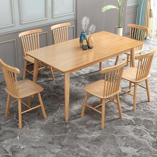 Rectangle Modern Wood Table Standard Height Table Dining Table with 4 Legs