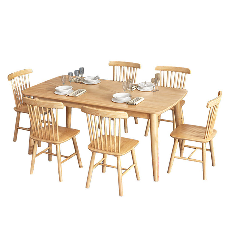 Modern Rectangle Wood Table Standard Height Dining Table with 4 Legs
