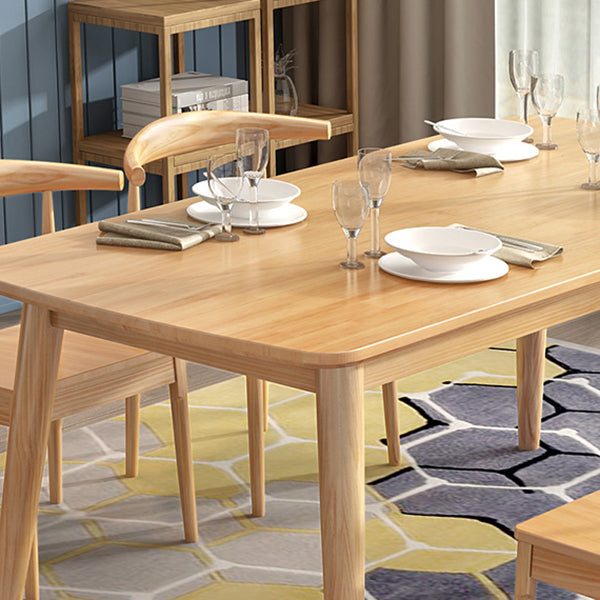Modern Rectangle Wood Table Standard Height Dining Table with 4 Legs