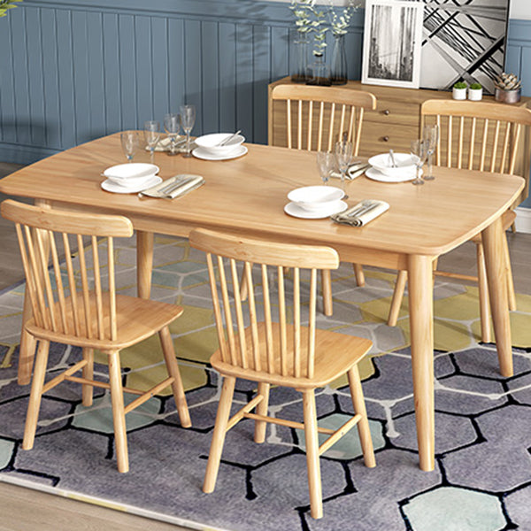 Modern Rectangle Wood Table Standard Height Dining Table with 4 Legs