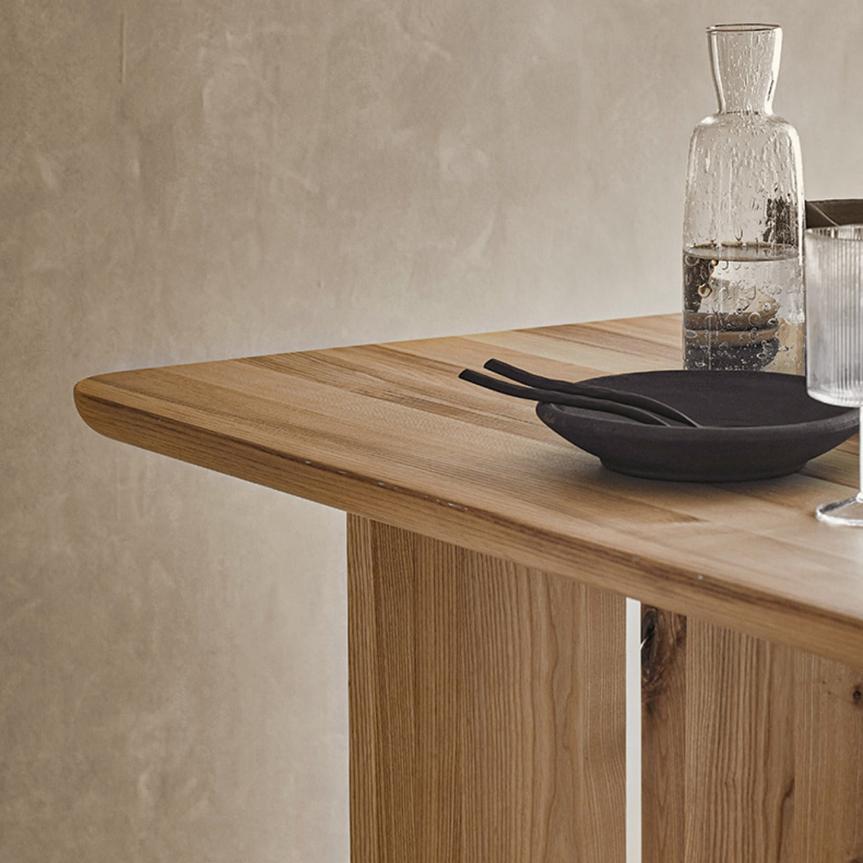 Modern Rectangle Trestle Dining Table Natural Ash Wood Table