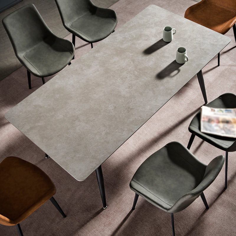 Modern Style Dining Table Gray Top Sintered Stone 4 Legs Table for Home
