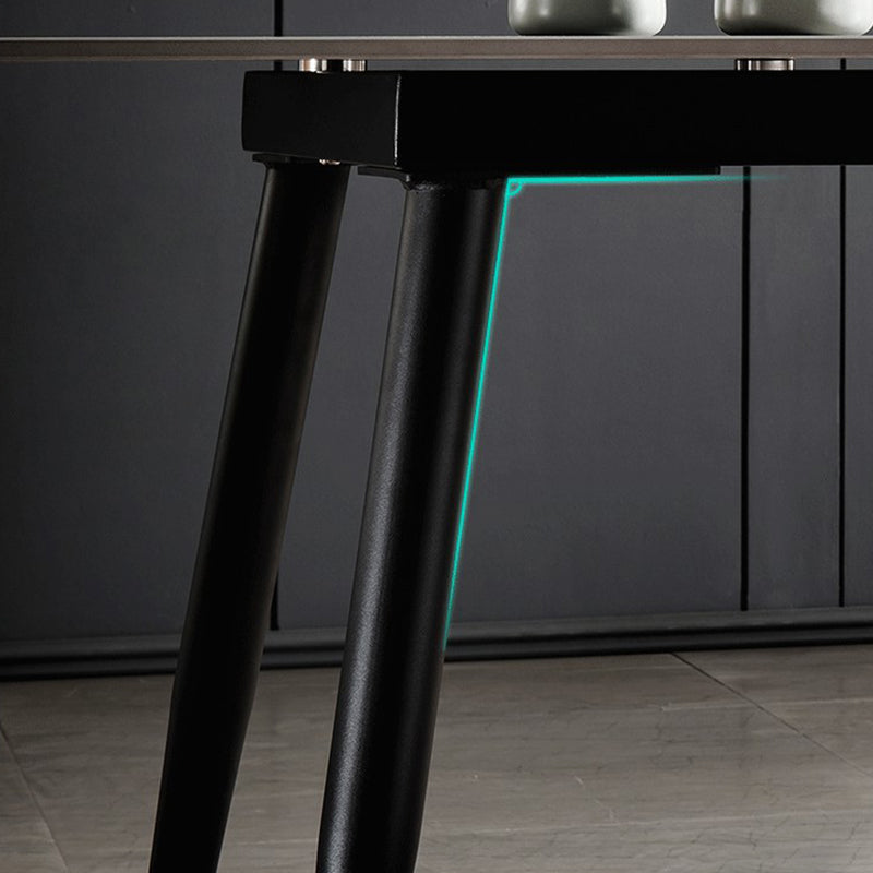 Modern Style Dining Table Gray Top Sintered Stone 4 Legs Table for Home