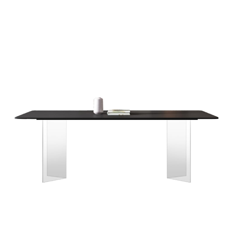 Modern Style Rectangle Dining Table Sintered Stone Table with Acrylic Base