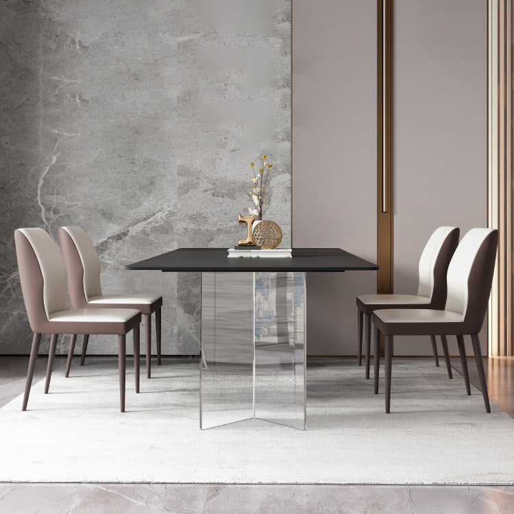 Modern Style Rectangle Dining Table Sintered Stone Table with Acrylic Base