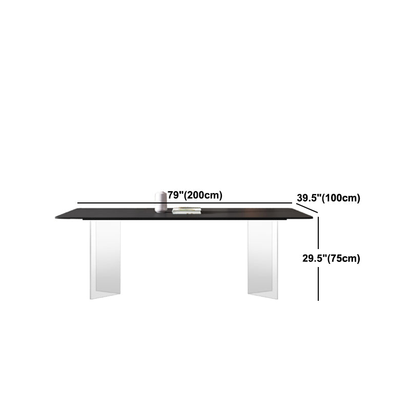 Modern Style Rectangle Dining Table Sintered Stone Table with Acrylic Base