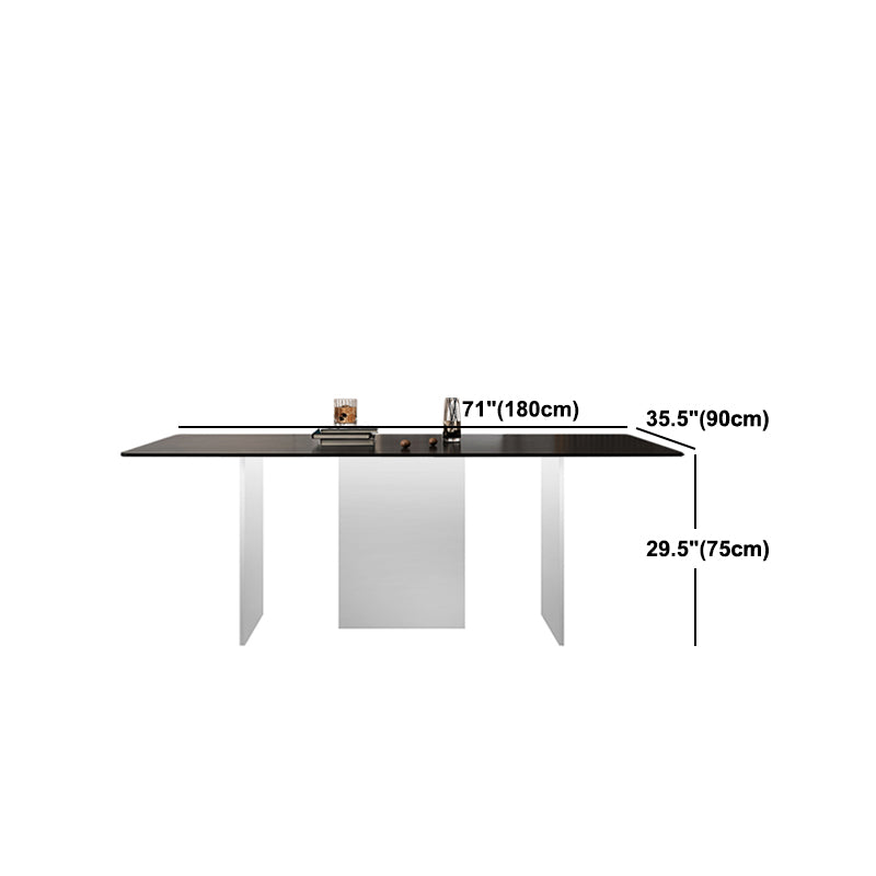 Modern Rectangle Dining Table Black Top Sintered Stone Table for Home