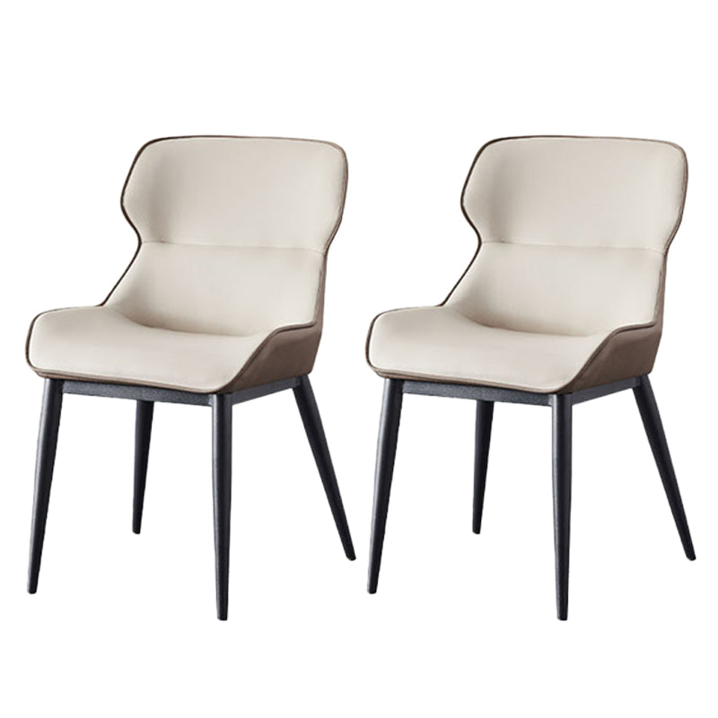 Industrial Style Wingback Side Chairs Faux Leather Dining Chairs