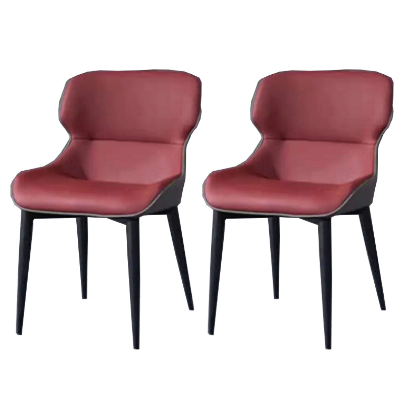 Industrial Style Wingback Side Chairs Faux Leather Dining Chairs