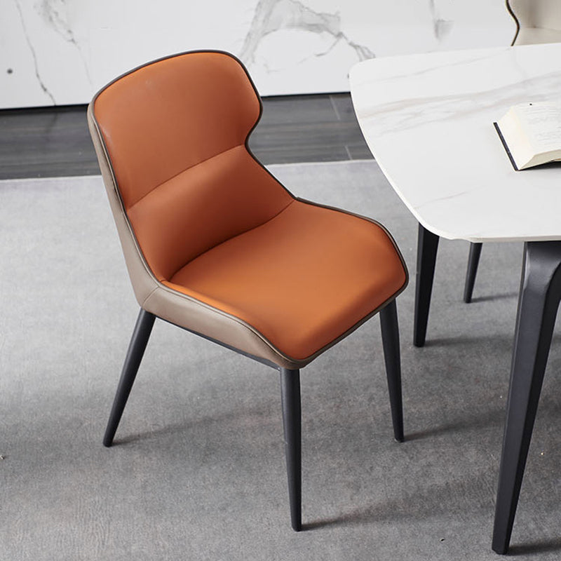 Industrial Style Wingback Side Chairs Faux Leather Dining Chairs