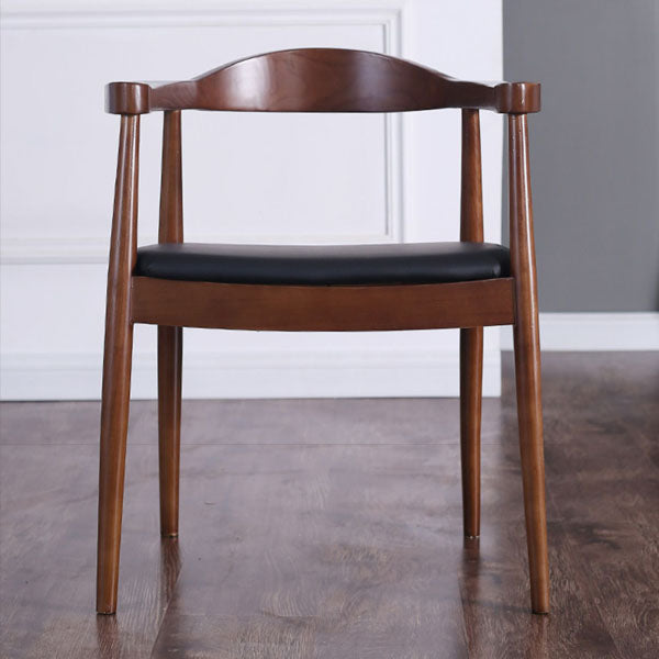 Contemporary Home Wood Arm Chair Matte Finish Open Back Dining Chair