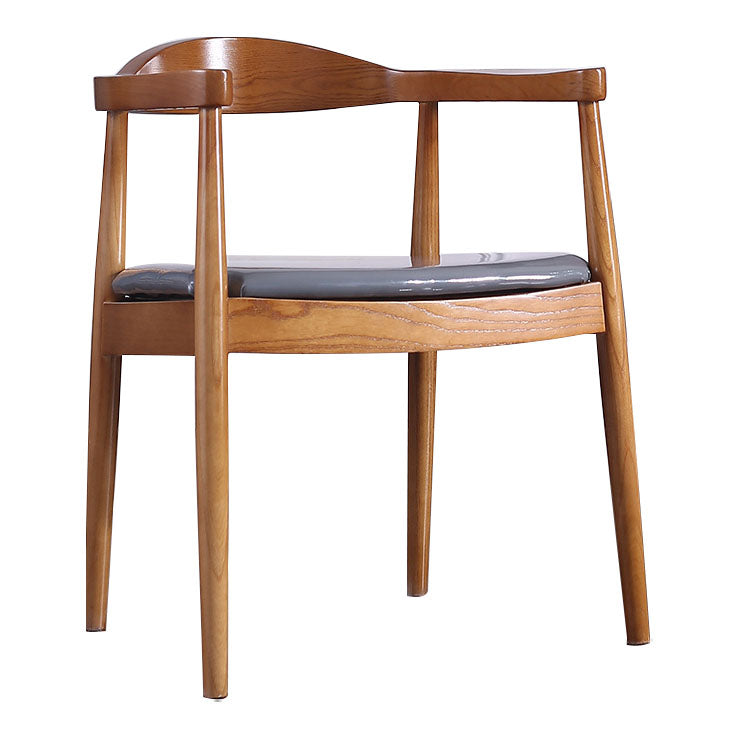 Contemporary Home Wood Arm Chair Matte Finish Open Back Dining Chair