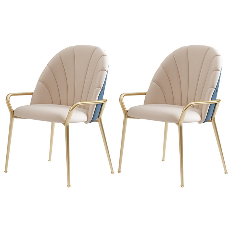 Metal Dining Arm Chair Glam Faux Leather Dining Room Chairs for Home Use