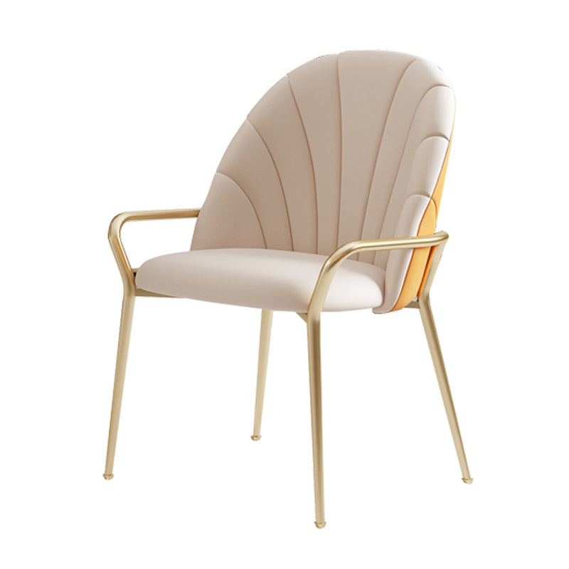 Metal Dining Arm Chair Glam Faux Leather Dining Room Chairs for Home Use