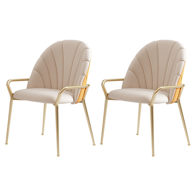 Metal Dining Arm Chair Glam Faux Leather Dining Room Chairs for Home Use