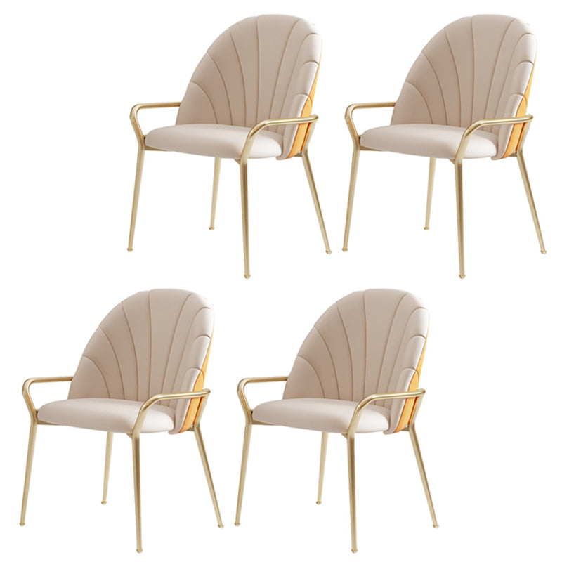 Metal Dining Arm Chair Glam Faux Leather Dining Room Chairs for Home Use