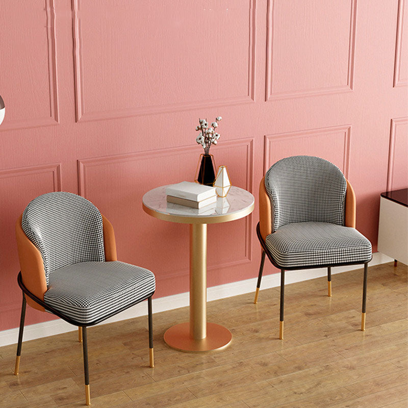 Glam Metal Dining Armless Chair Upholstered Side Chairs for Restaurant Use