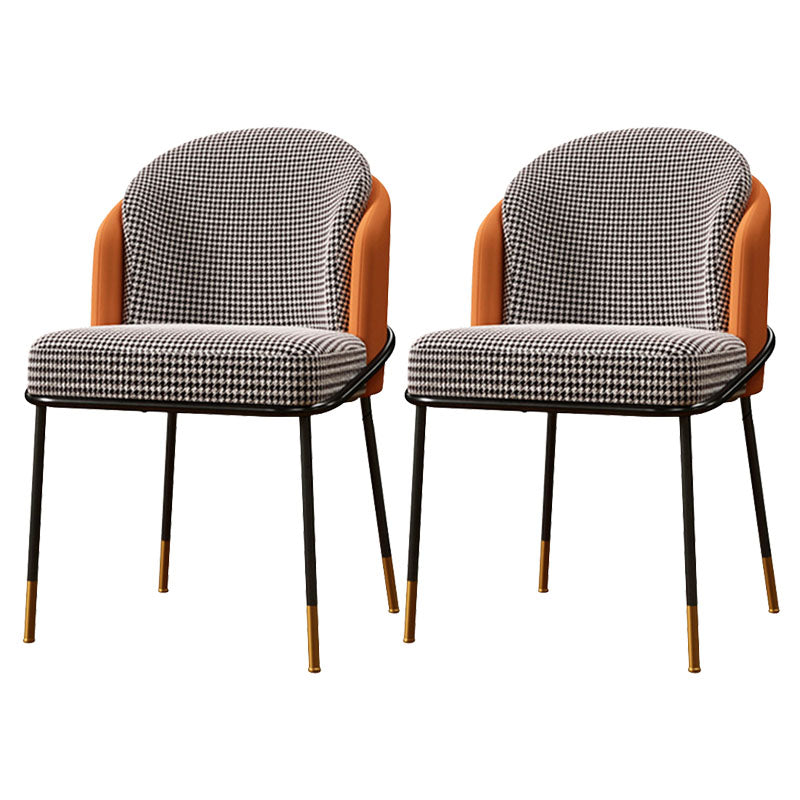 Glam Metal Dining Armless Chair Upholstered Side Chairs for Restaurant Use