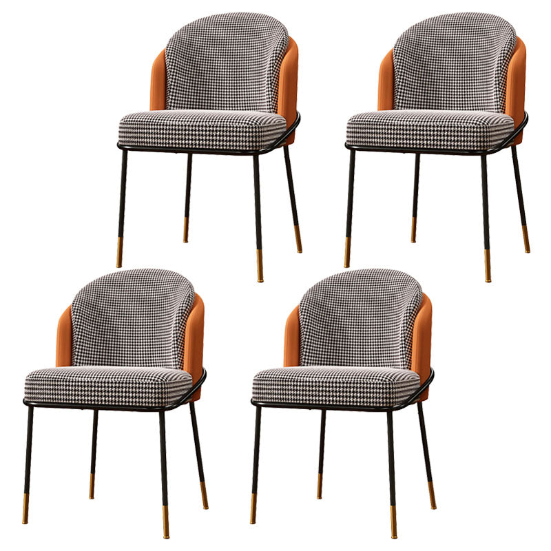 Glam Metal Dining Armless Chair Upholstered Side Chairs for Restaurant Use