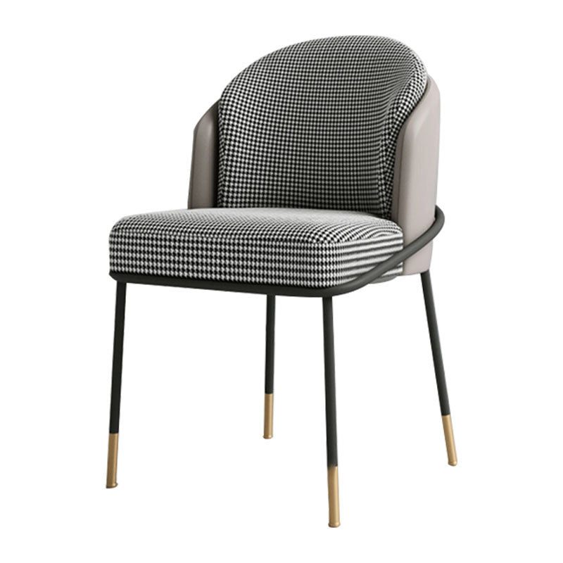 Glam Metal Dining Armless Chair Upholstered Side Chairs for Restaurant Use