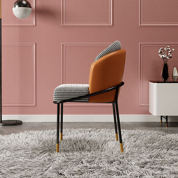 Glam Metal Dining Armless Chair Upholstered Side Chairs for Restaurant Use