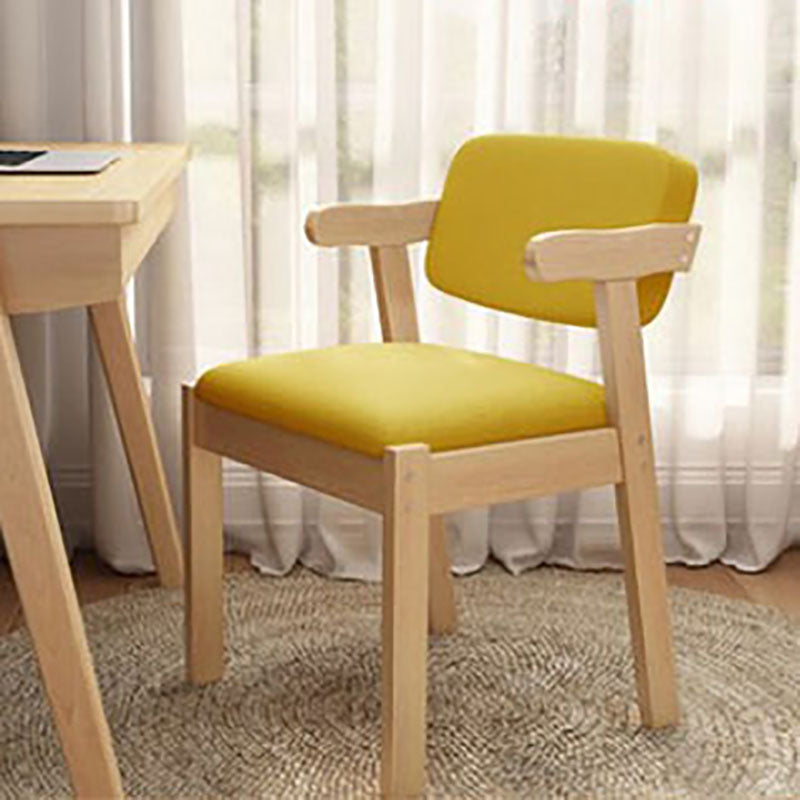 Contemporary Dining Chairs Arm Side Chair with Wooden Legs for Kitchen