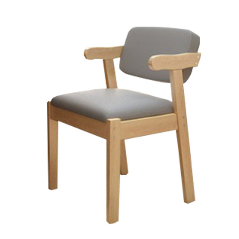 Contemporary Dining Chairs Arm Side Chair with Wooden Legs for Kitchen